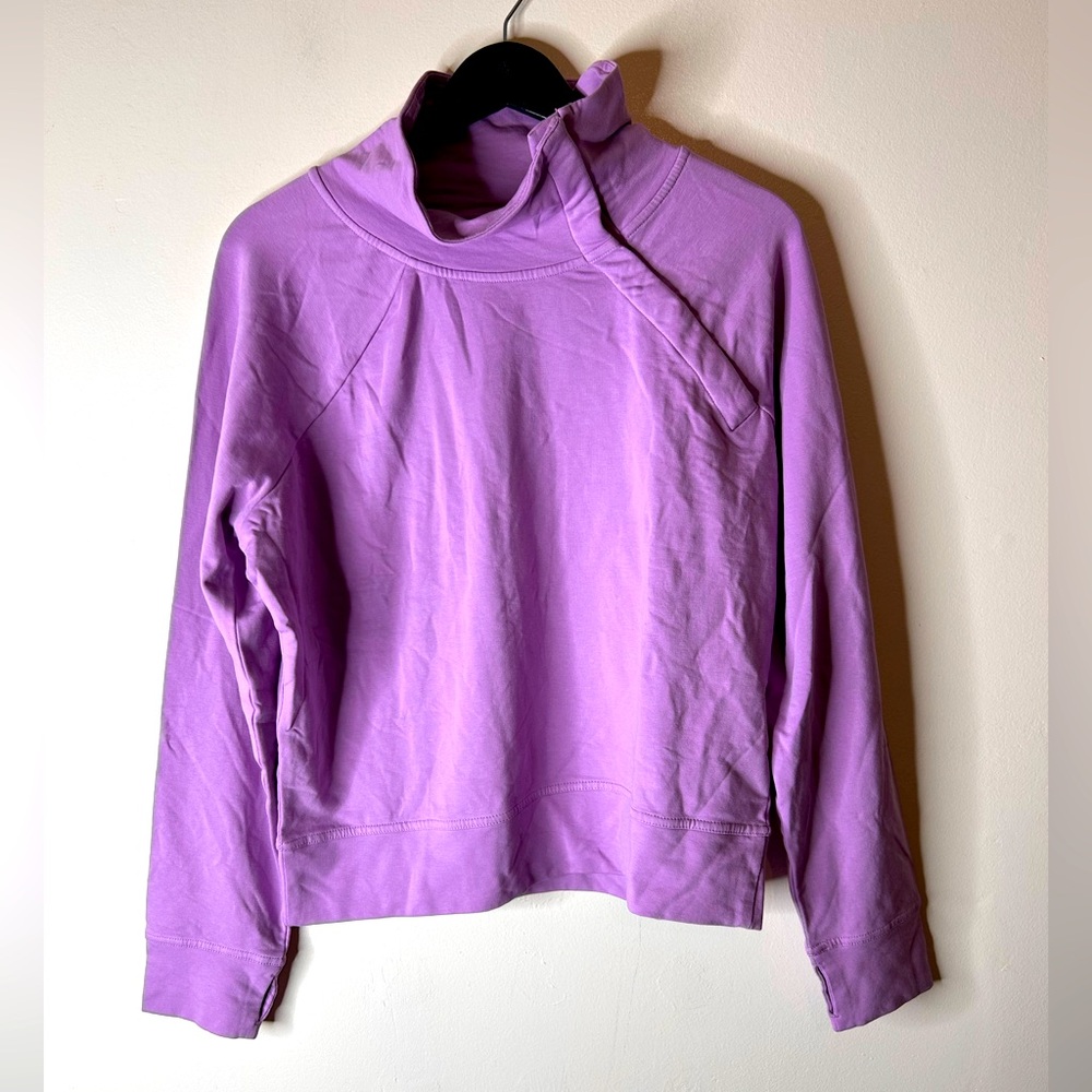 Pact Funnel Neck Snap Pullover Sweatshirt in Lilac